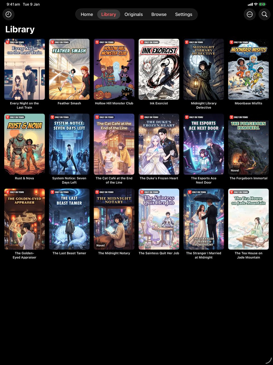 Libreria manga di Yomu su iPad