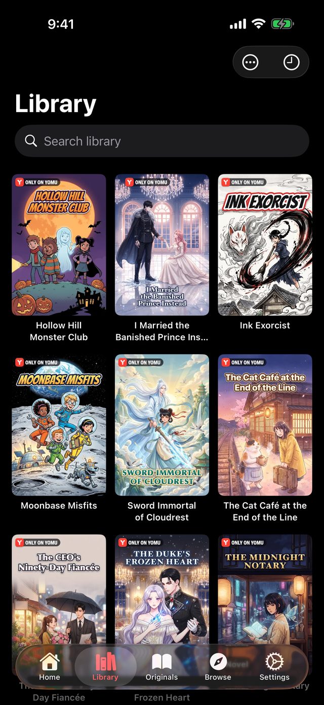 Libreria manga di Yomu su iPhone